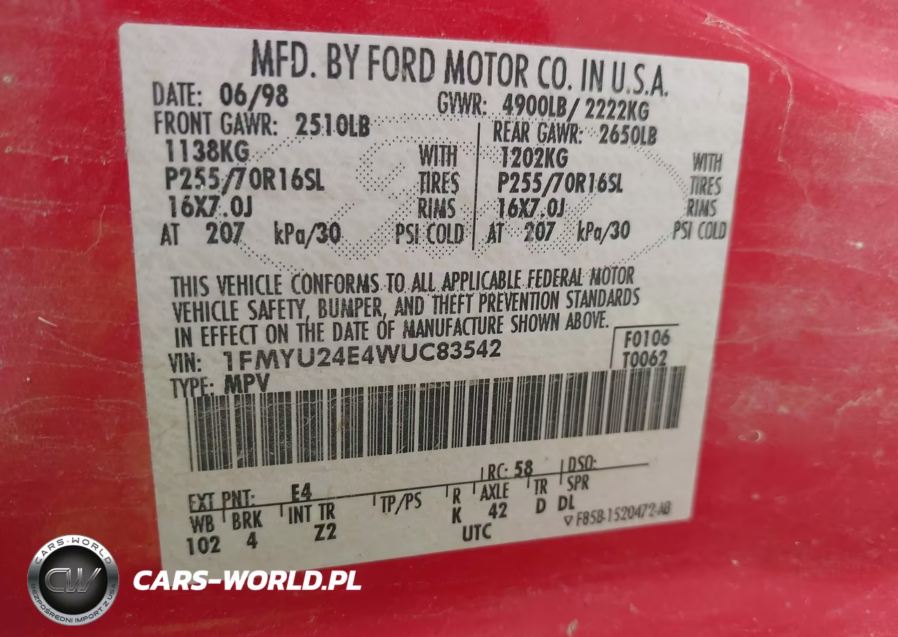 1998 Ford Explorer Sport VIN:1FMYU24E4WUC83542 - 9