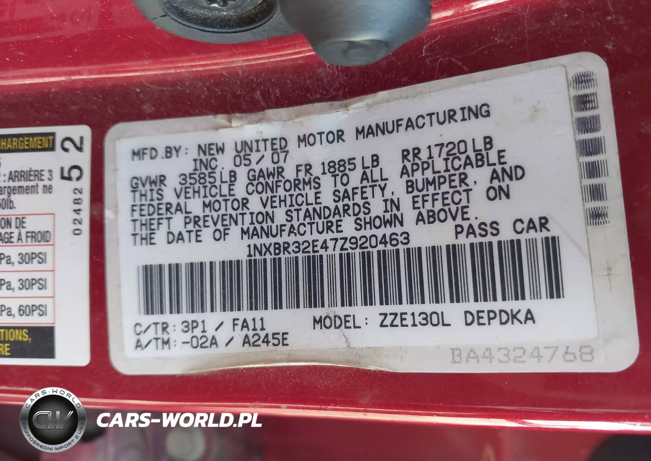 2007 Toyota Corolla Ce VIN:1NXBR32E47Z920463 - 9
