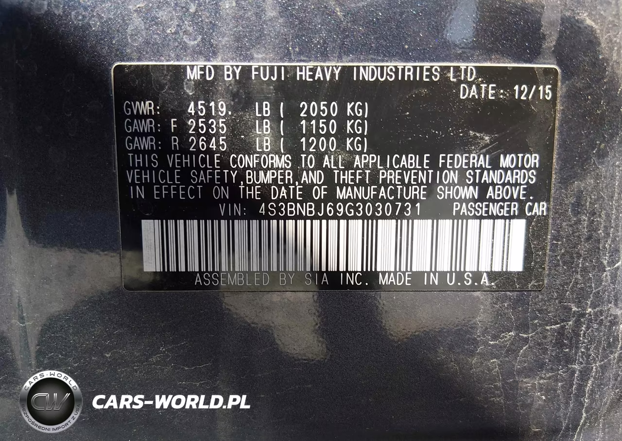 2016 Subaru Legacy 2.5I Limited VIN:4S3BNBJ69G3030731 - 9