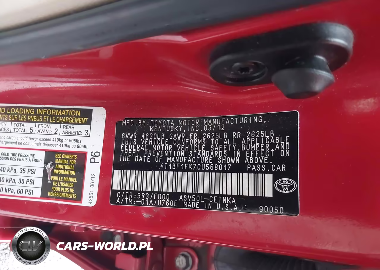 2012 Toyota Camry Le VIN:4T1BF1FK7CU568017 - 9