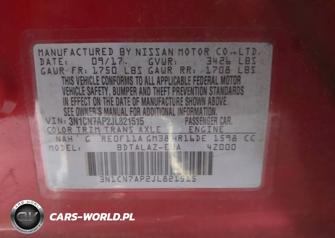 2018 Nissan Versa 1.6 S+ VIN:3N1CN7AP2JL821515 - 9