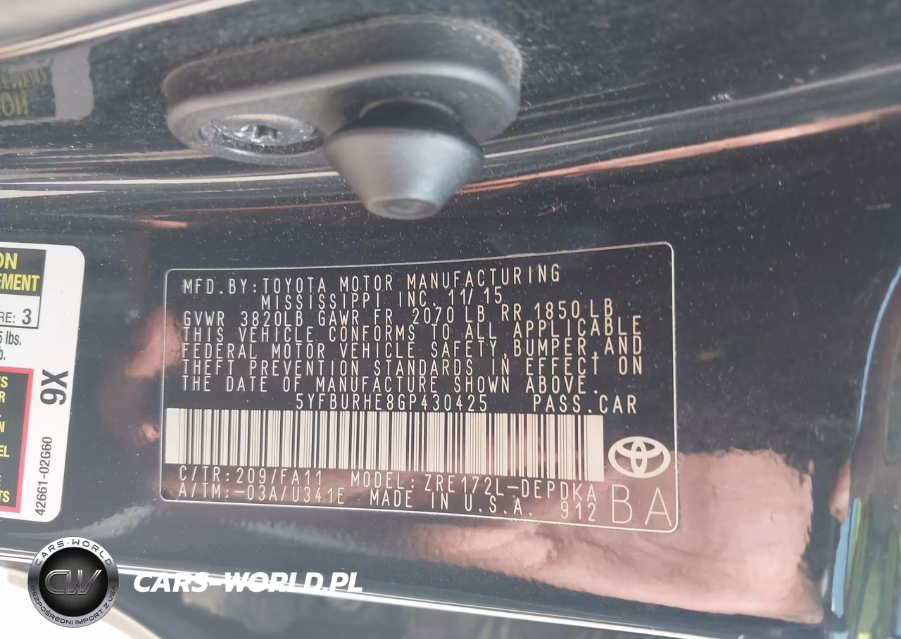 2016 Toyota Corolla L VIN:5YFBURHE8GP430425 - 9