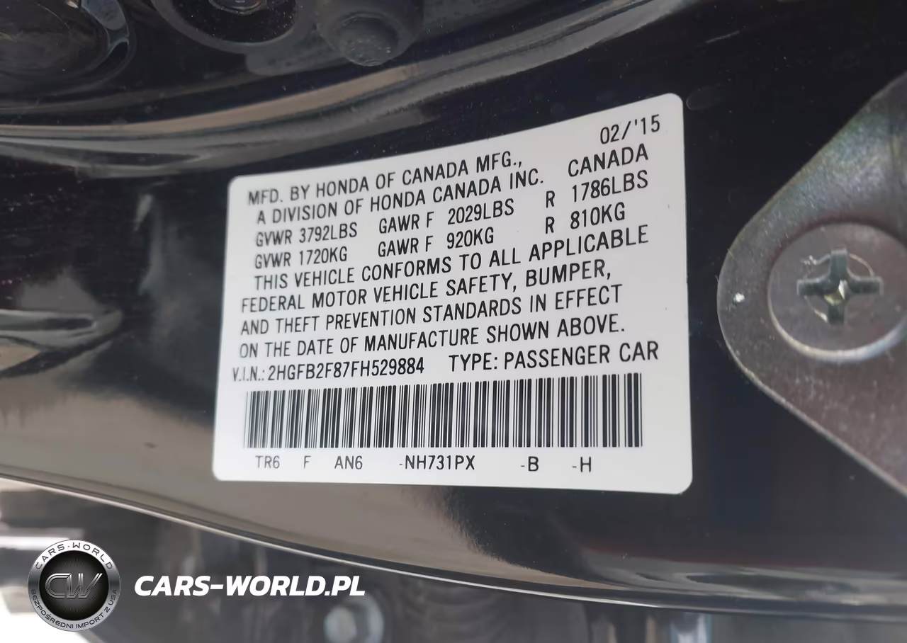 2015 Honda Civic Ex VIN:2HGFB2F87FH529884 - 9