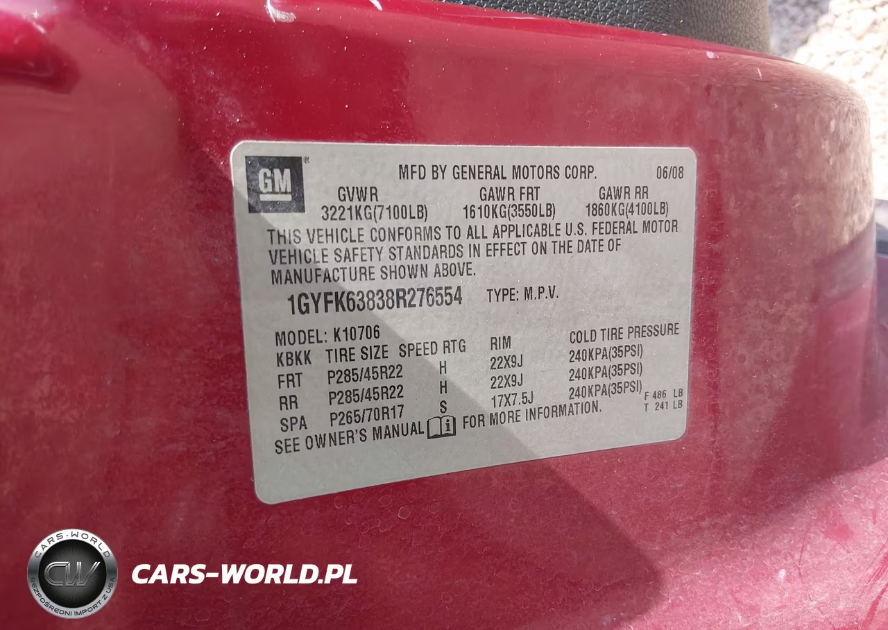2008 Cadillac Escalade Standard VIN:1GYFK63838R276554 - 9