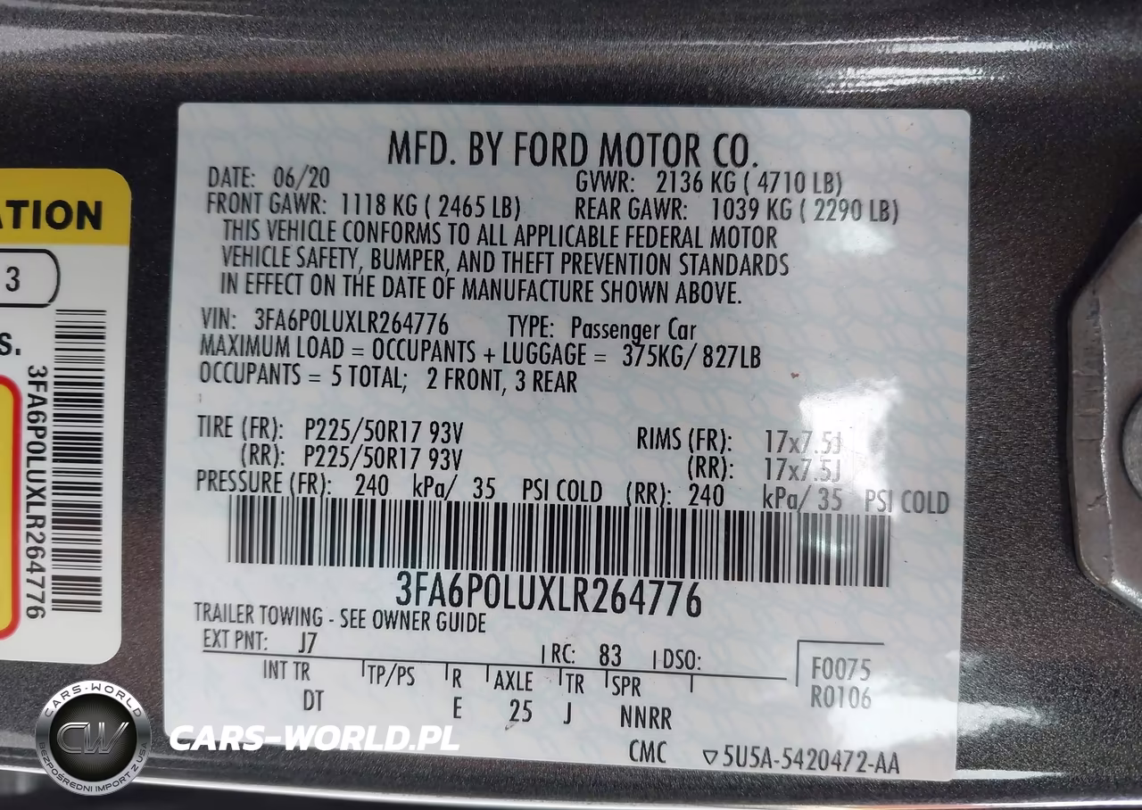 2020 Ford Fusion Hybrid Se VIN:3FA6P0LUXLR264776 - 9