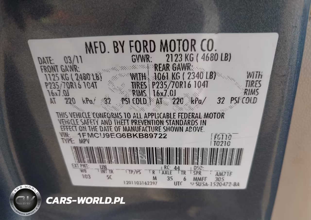 2011 Ford Escape Limited VIN:1FMCU9EG6BKB89722 - 9