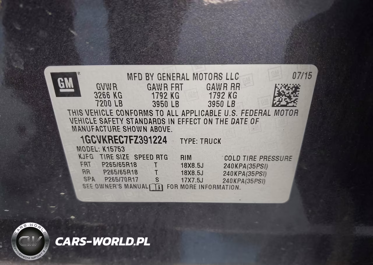 2015 Chevrolet Silverado 1500 2Lt VIN:1GCVKREC7FZ391224 - 9