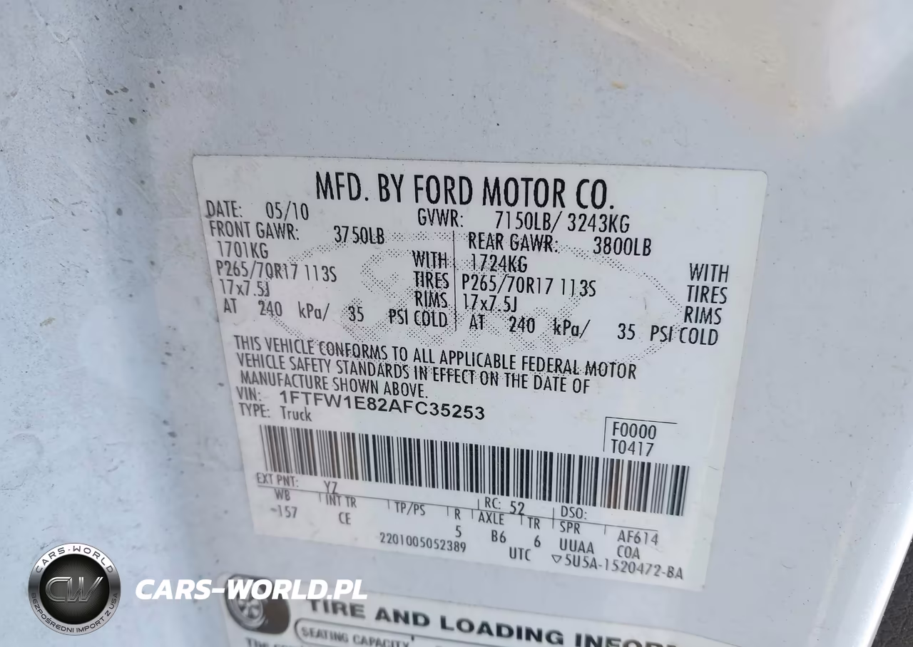 2010 Ford F-150 Xl-Xlt VIN:1FTFW1E82AFC35253 - 9