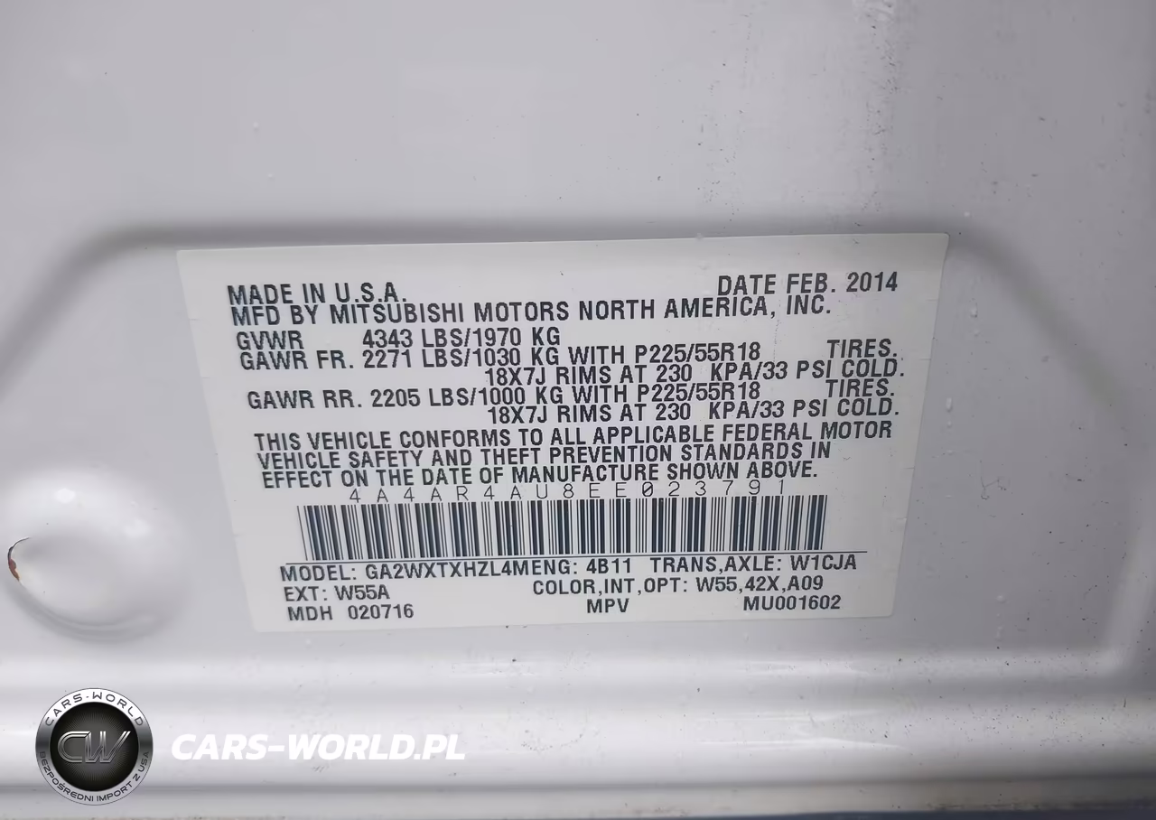 2014 Mitsubishi Outlander Sport Se VIN:4A4AR4AU8EE023791 - 9