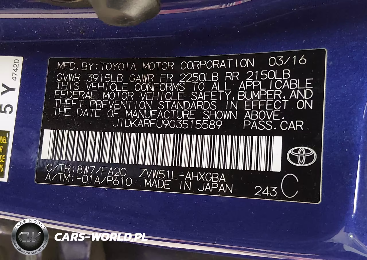 2016 Toyota Prius Three VIN:JTDKARFU9G3515589 - 9