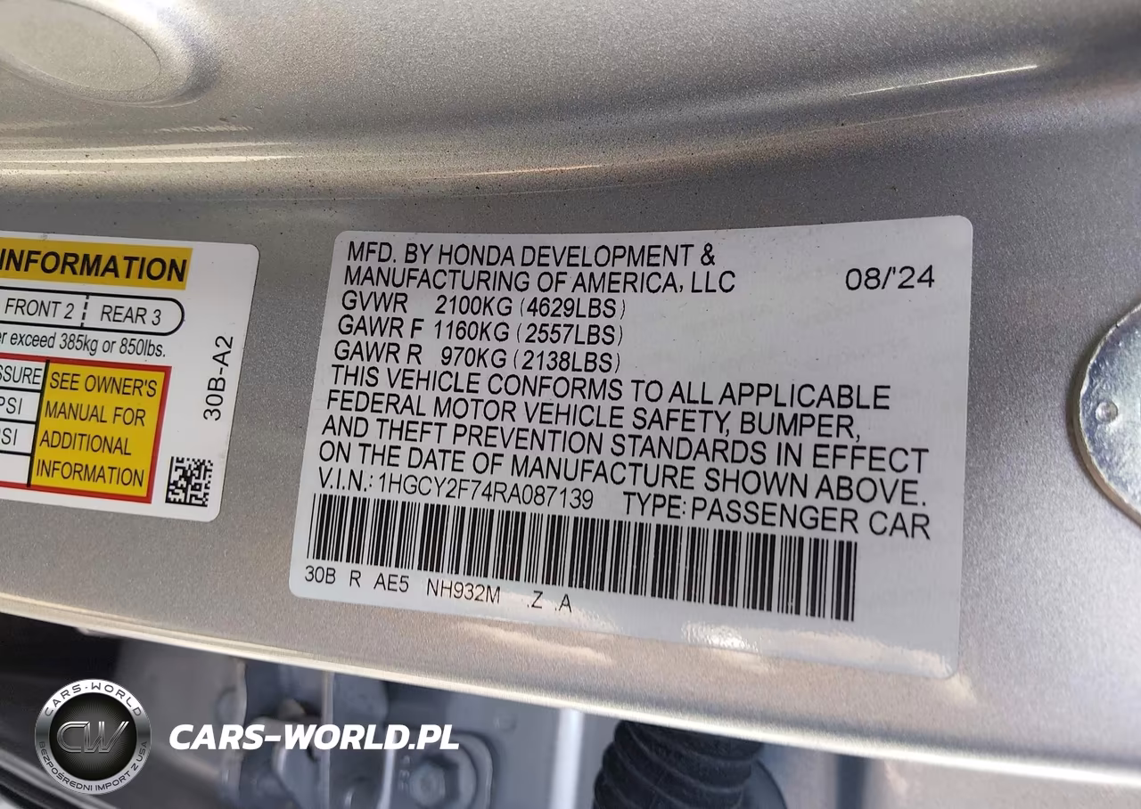 2024 Honda Accord Hybrid Sport-L VIN:1HGCY2F74RA087139 - 9
