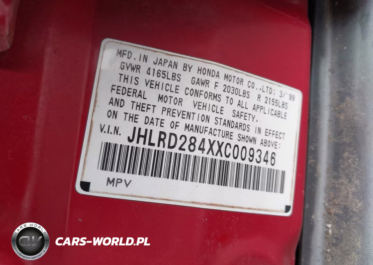 1999 Honda Cr-V Lx VIN:JHLRD284XXC009346 - 9