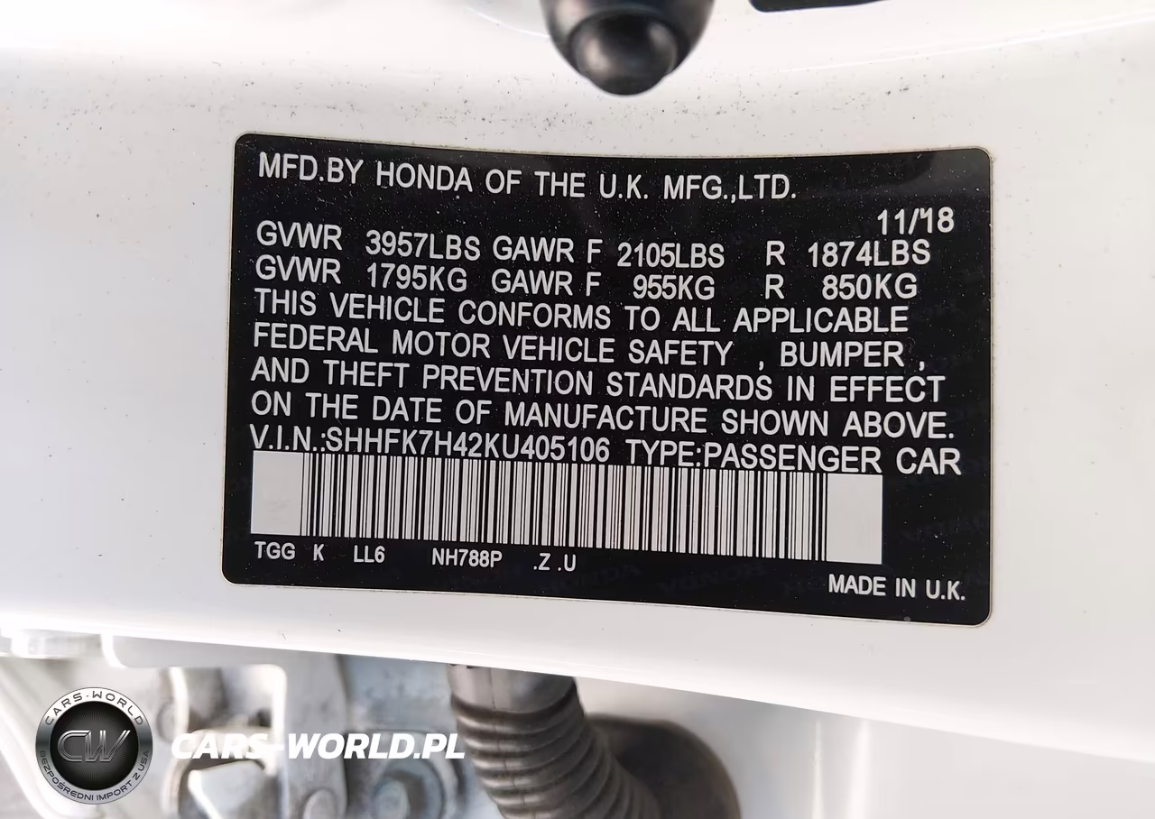 2019 Honda Civic Sport VIN:SHHFK7H42KU405106 - 9