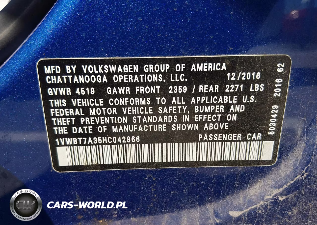 2017 Volkswagen Passat 1.8T Se VIN:1VWBT7A35HC042866 - 9