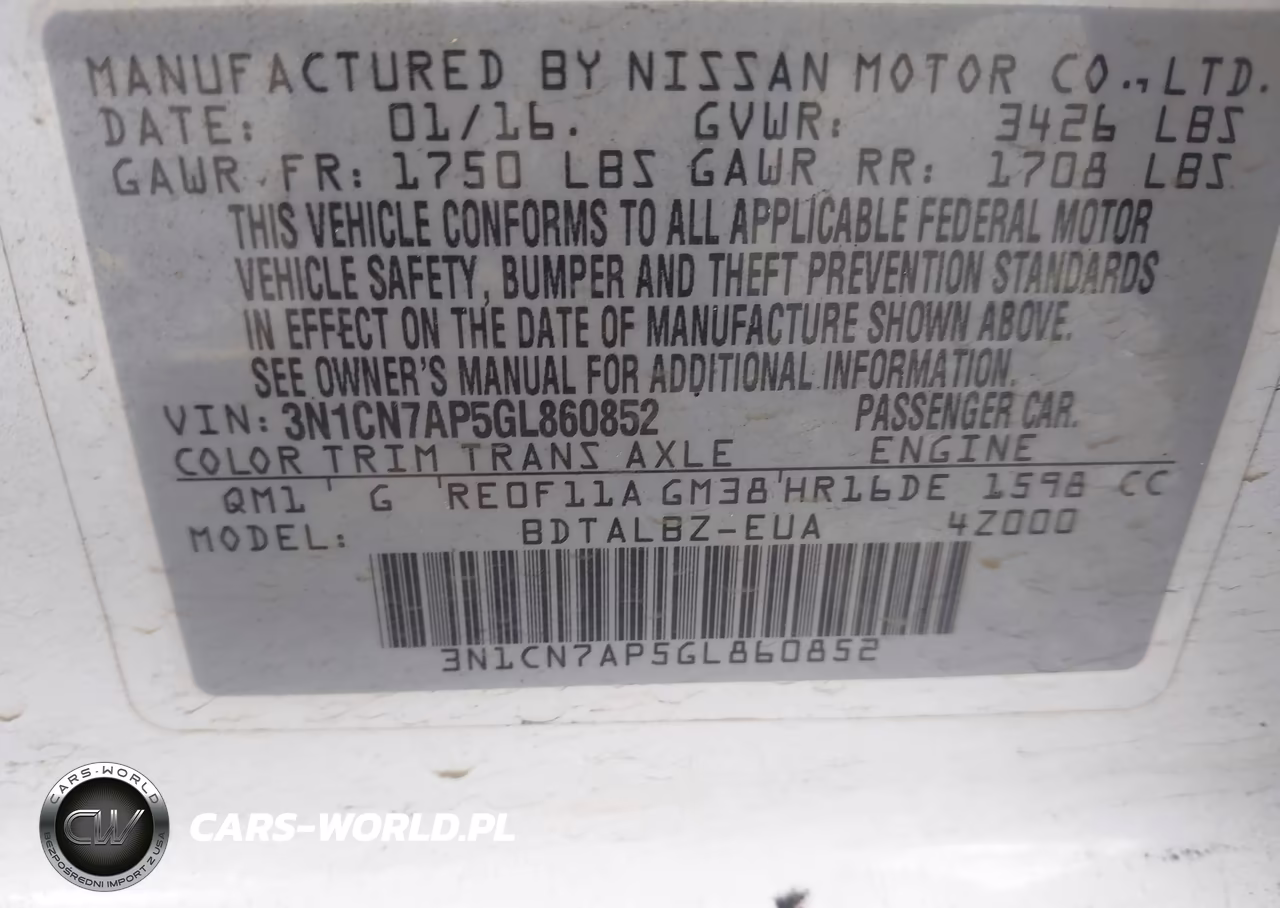 2016 Nissan Versa 1.6 S-1.6 S+-1.6 Sl-1.6 Sv VIN:3N1CN7AP5GL860852 - 9