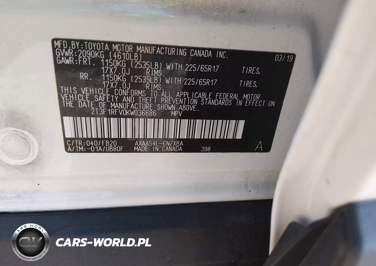 2019 Toyota Rav4 Le VIN:2T3F1RFV0KW036686 - 9