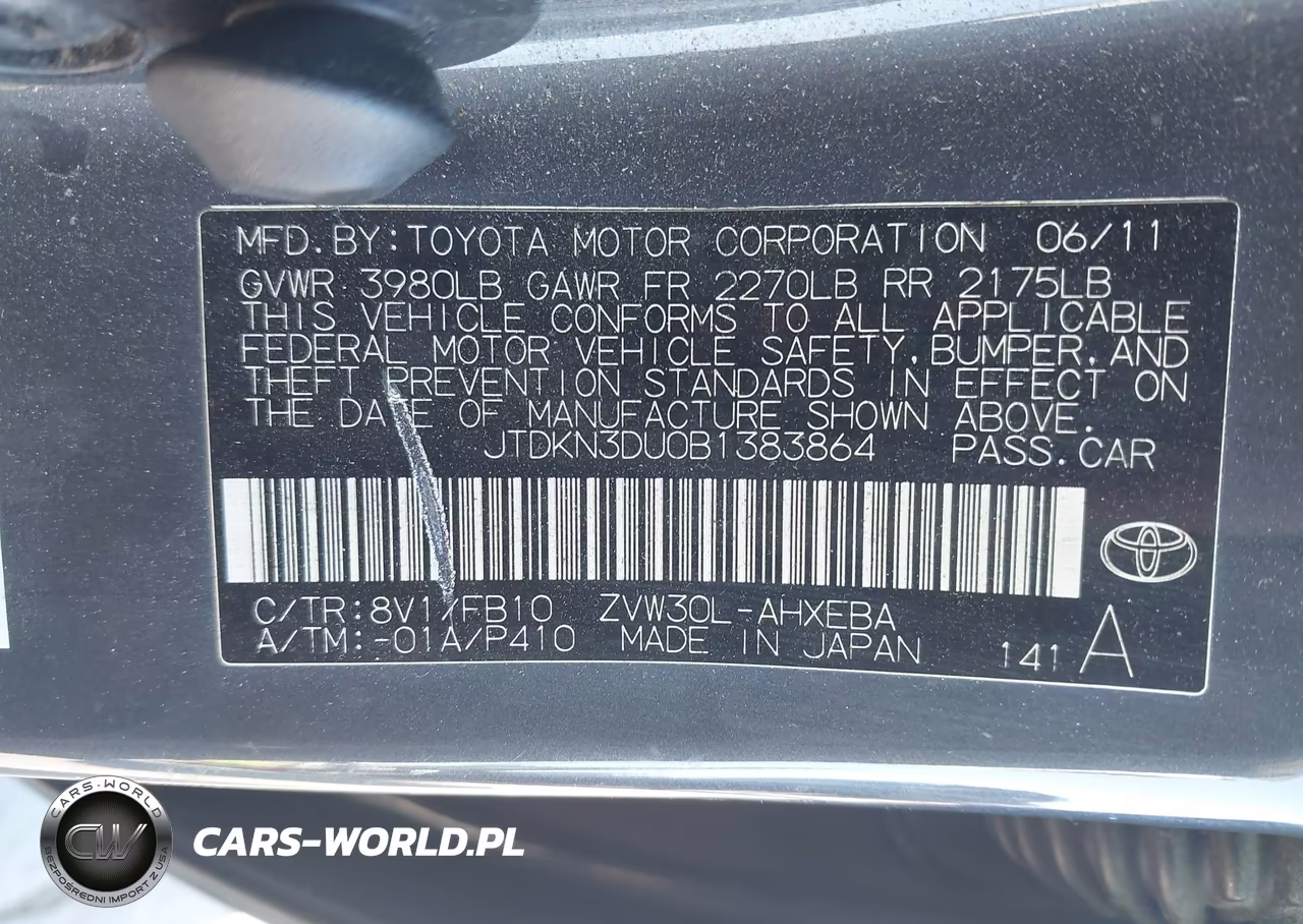 2011 Toyota Prius Two VIN:JTDKN3DU0B1383864 - 9