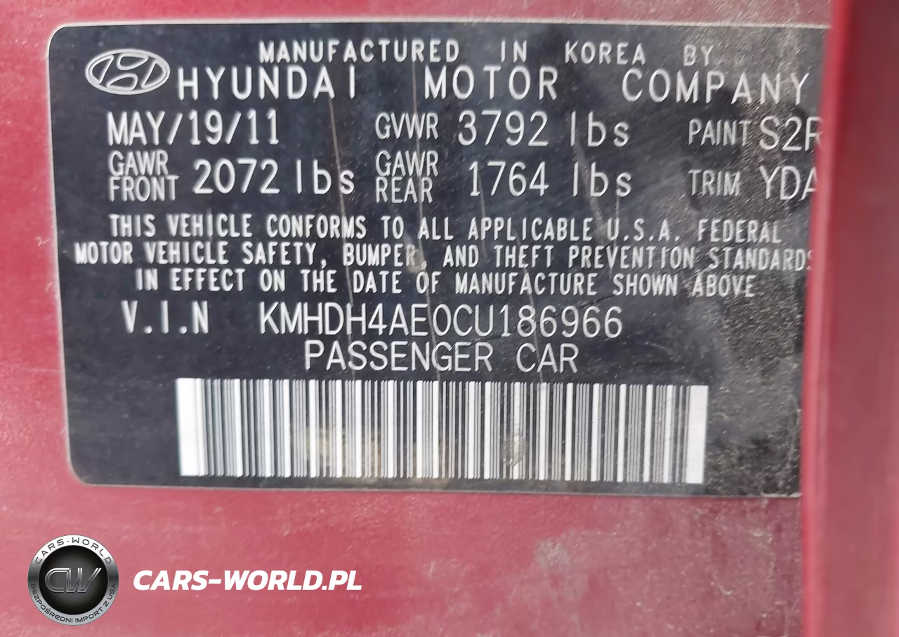 2012 Hyundai Elantra Limited (Ulsan Plant) VIN:KMHDH4AE0CU186966 - 9