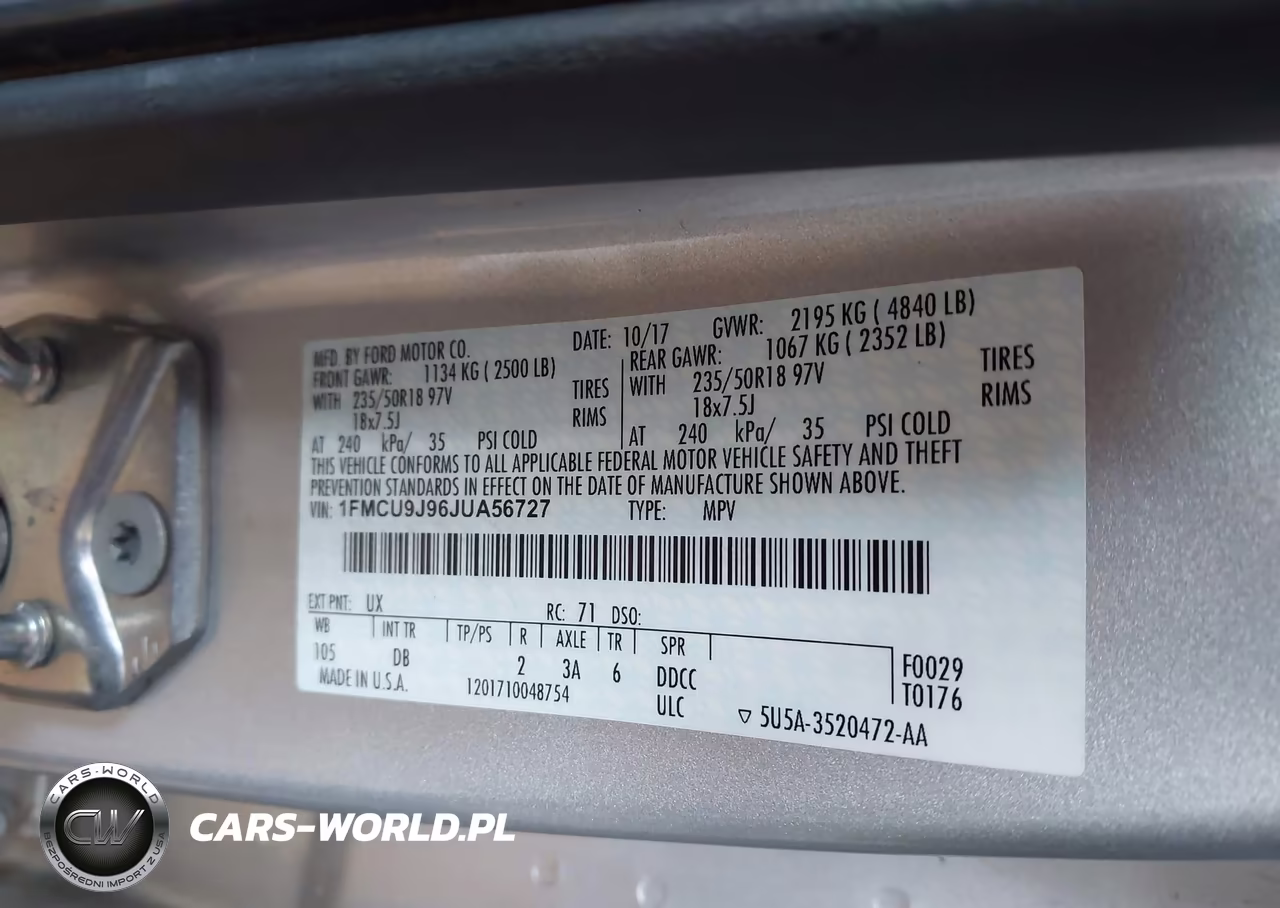 2018 Ford Escape Titanium VIN:1FMCU9J96JUA56727 - 9