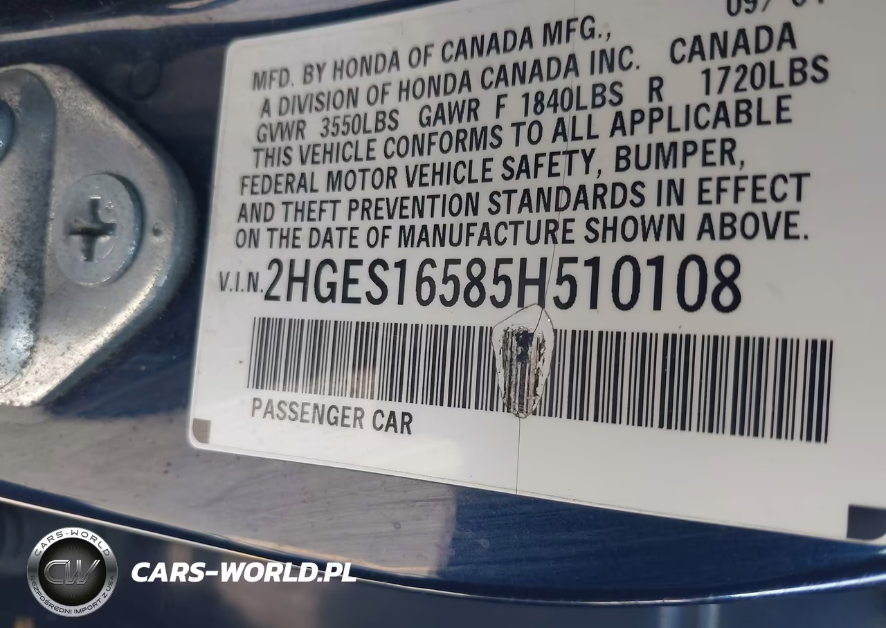 2005 Honda Civic Lx VIN:2HGES16585H510108 - 9