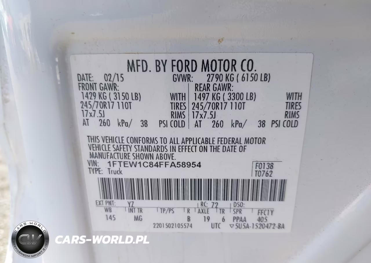 2015 Ford F-150 Xlt VIN:1FTEW1C84FFA58954 - 9