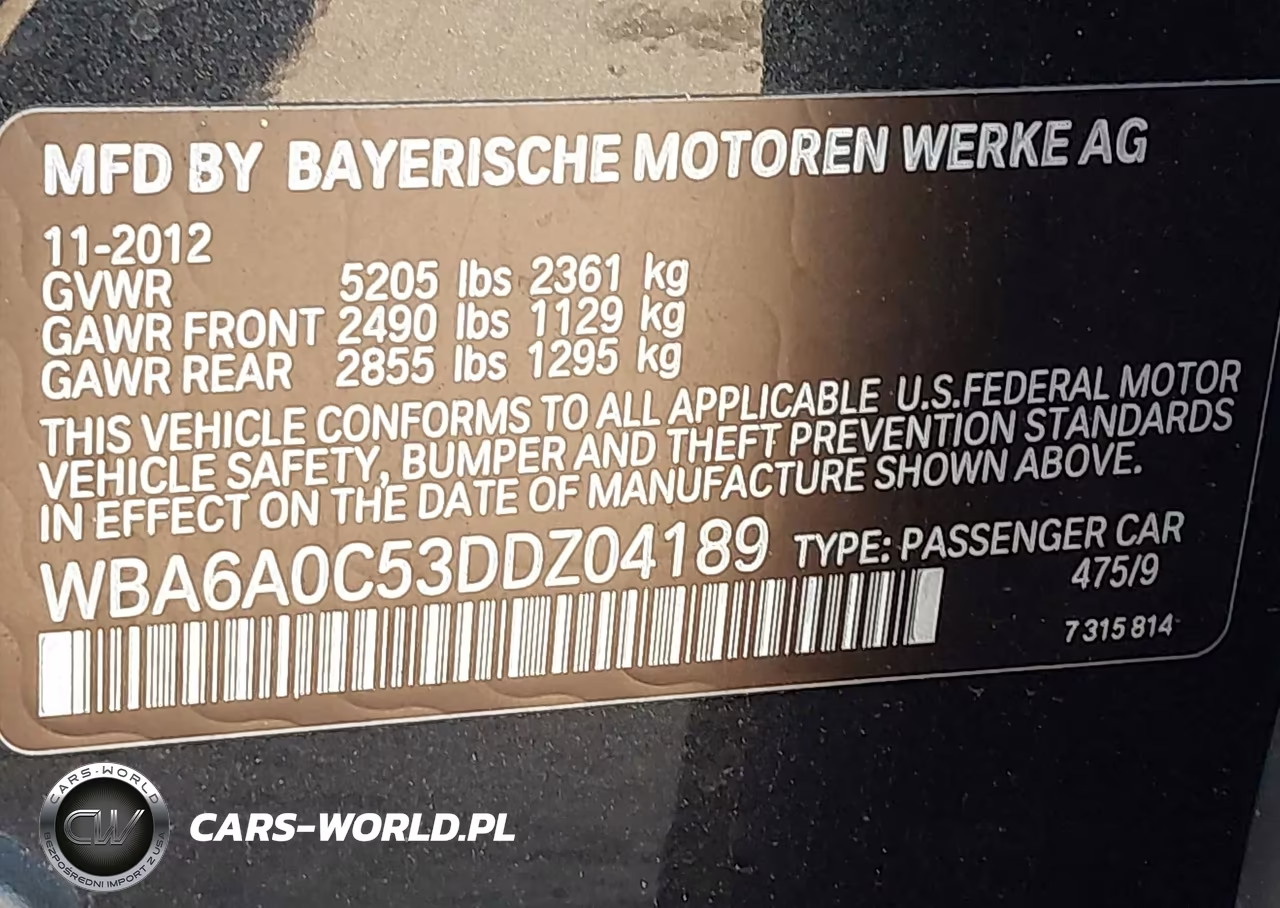 2013 BMW 640I Gran Coupe VIN:WBA6A0C53DDZ04189 - 9