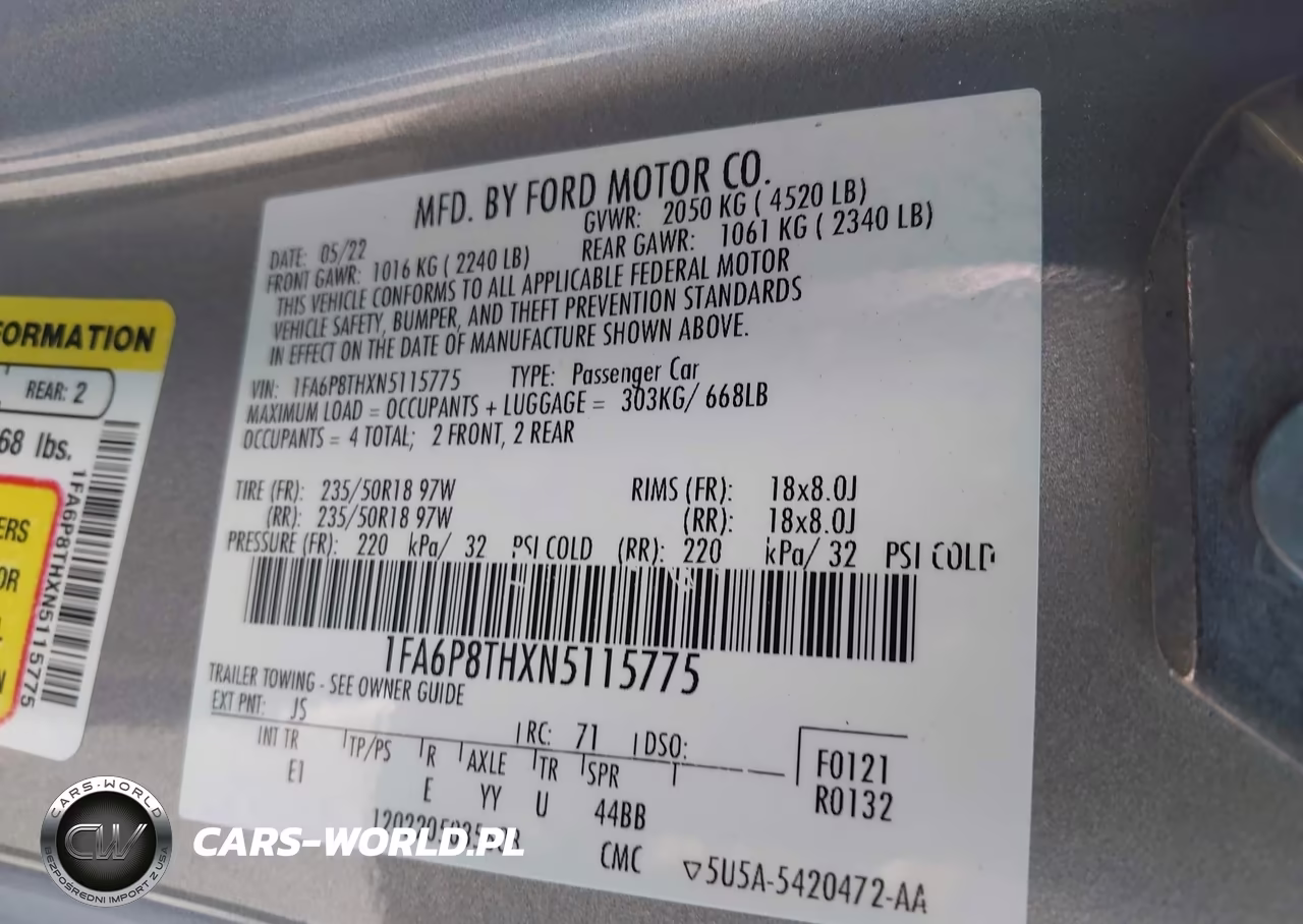 2022 Ford Mustang Ecoboost Premium Fastback VIN:1FA6P8THXN5115775 - 9