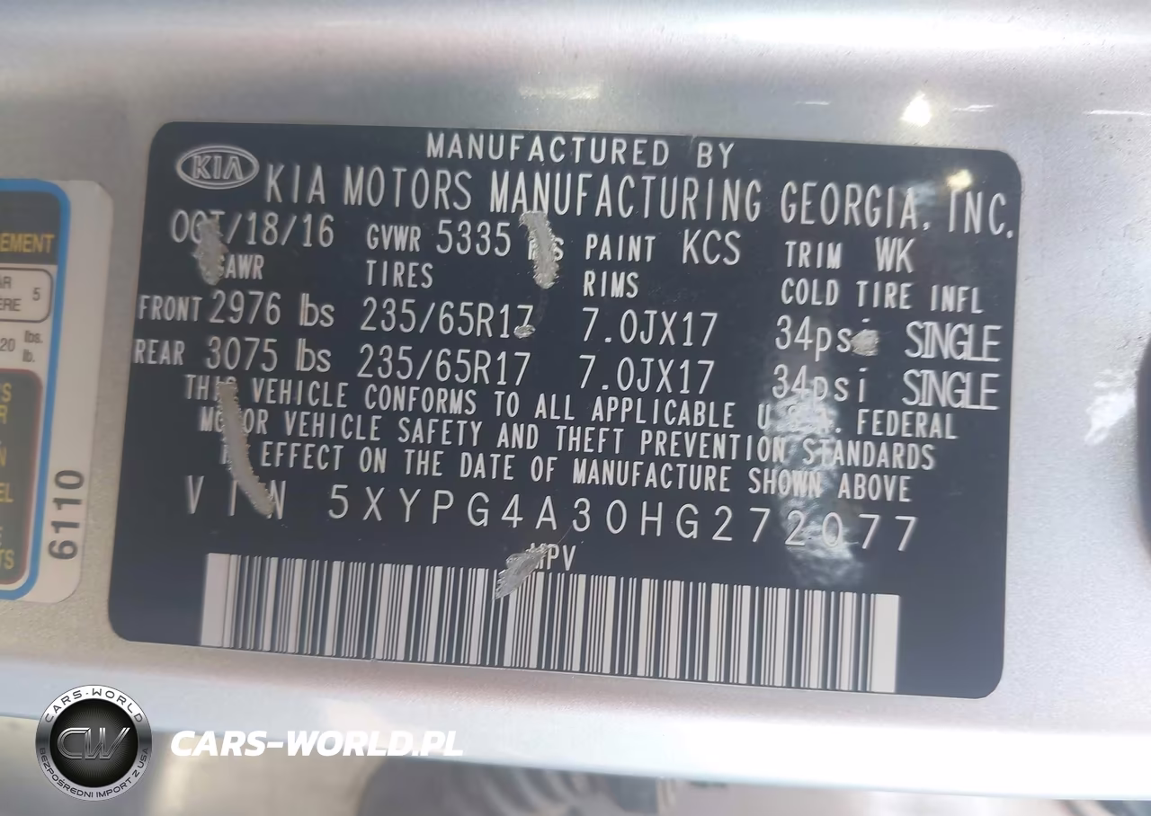 2017 Kia Sorento 2.4L Lx VIN:5XYPG4A30HG272077 - 9
