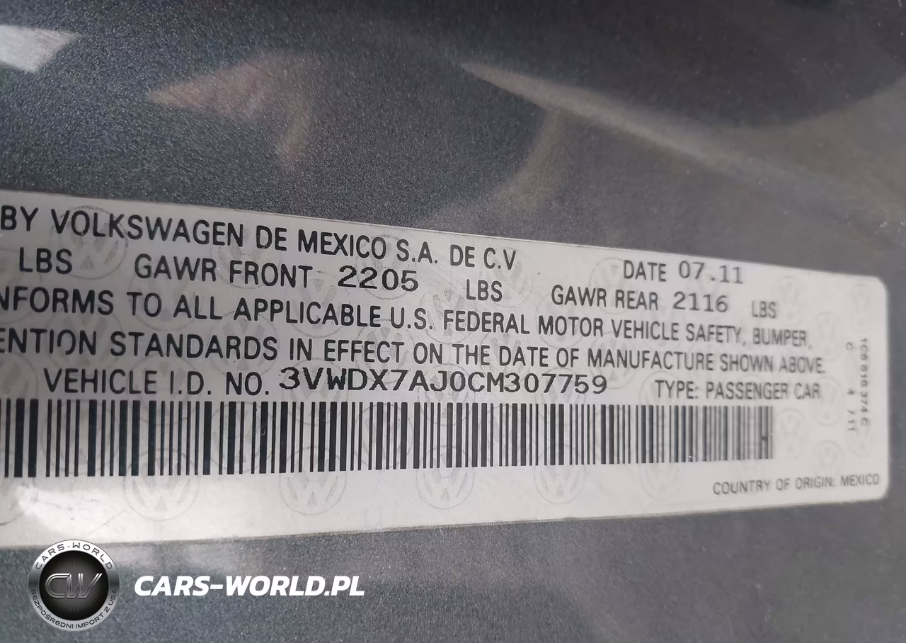 2012 Volkswagen Jetta 2.5L Se VIN:3VWDX7AJ0CM307759 - 9