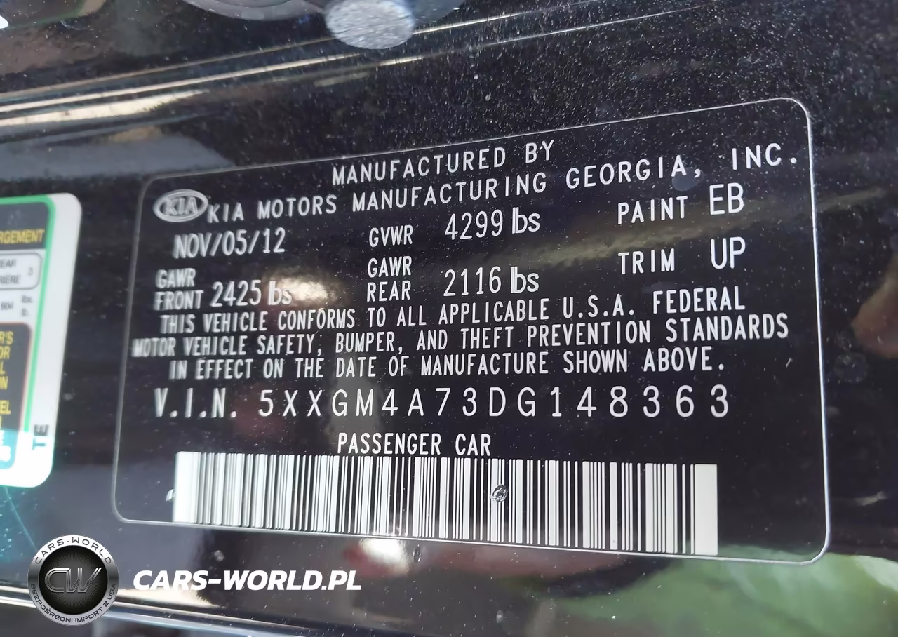 2013 Kia Optima Lx VIN:5XXGM4A73DG148363 - 9