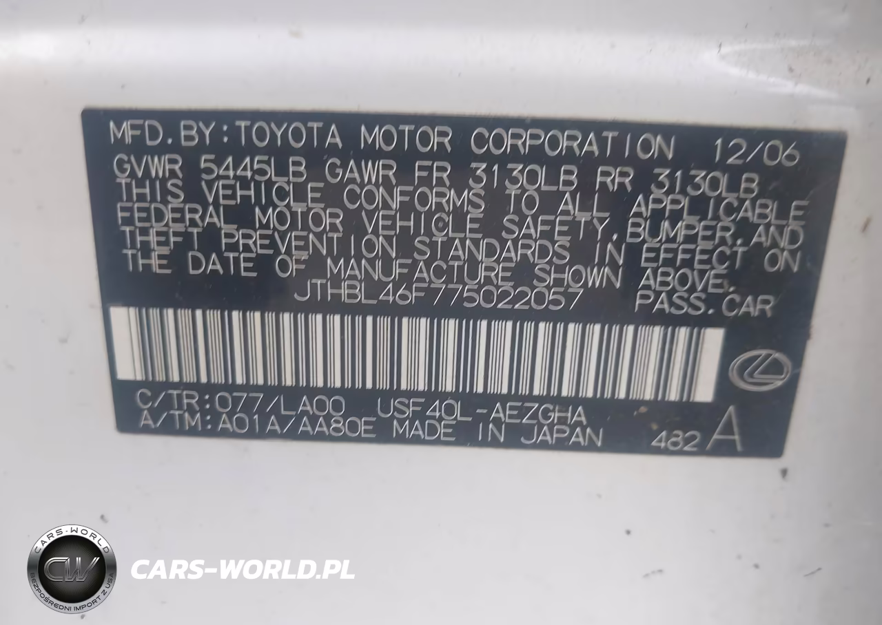 2007 Lexus Ls 460 VIN:JTHBL46F775022057 - 9