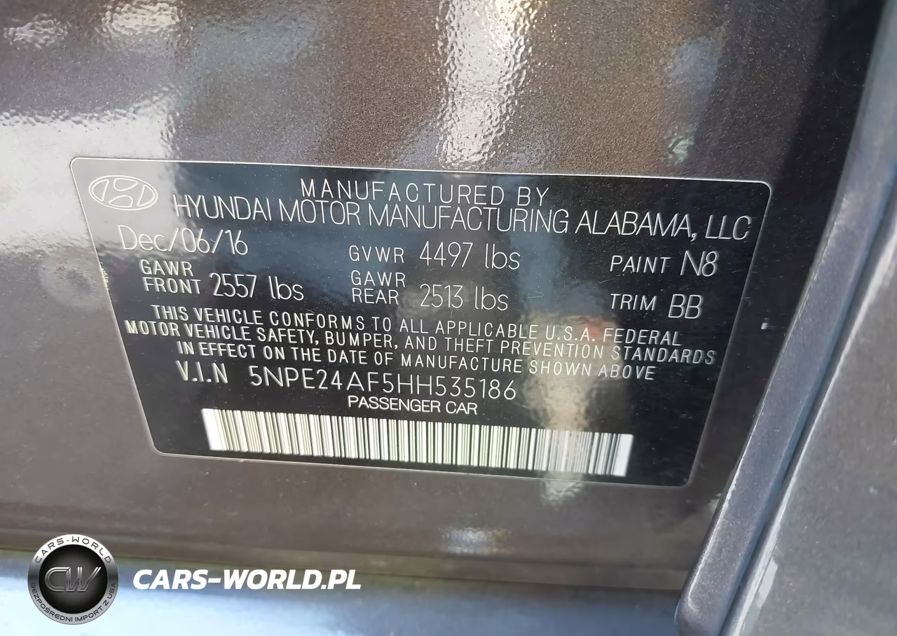 2017 Hyundai Sonata VIN:5NPE24AF5HH535186 - 9