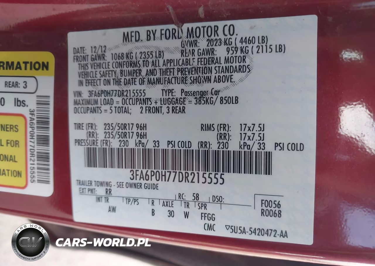 2013 Ford Fusion Se VIN:3FA6P0H77DR215555 - 9