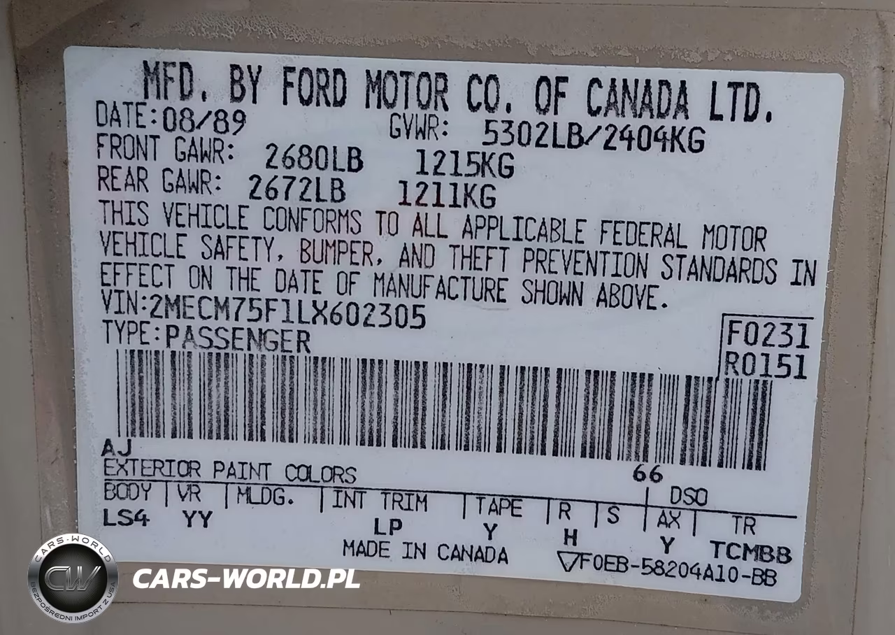 1990 Mercury Grand Marquis Ls VIN:2MECM75F1LX602305 - 9