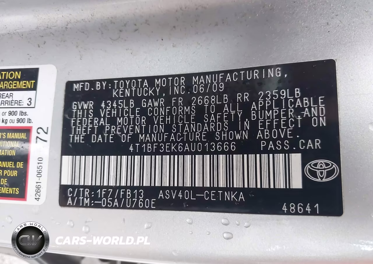2010 Toyota Camry Le VIN:4T1BF3EK6AU013666 - 9