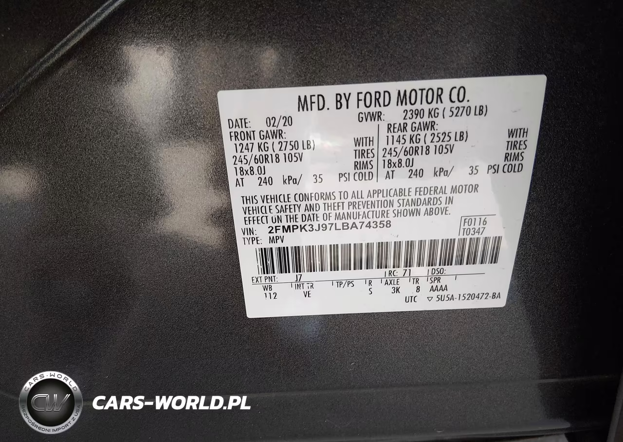 2020 Ford Edge Sel VIN:2FMPK3J97LBA74358 - 9