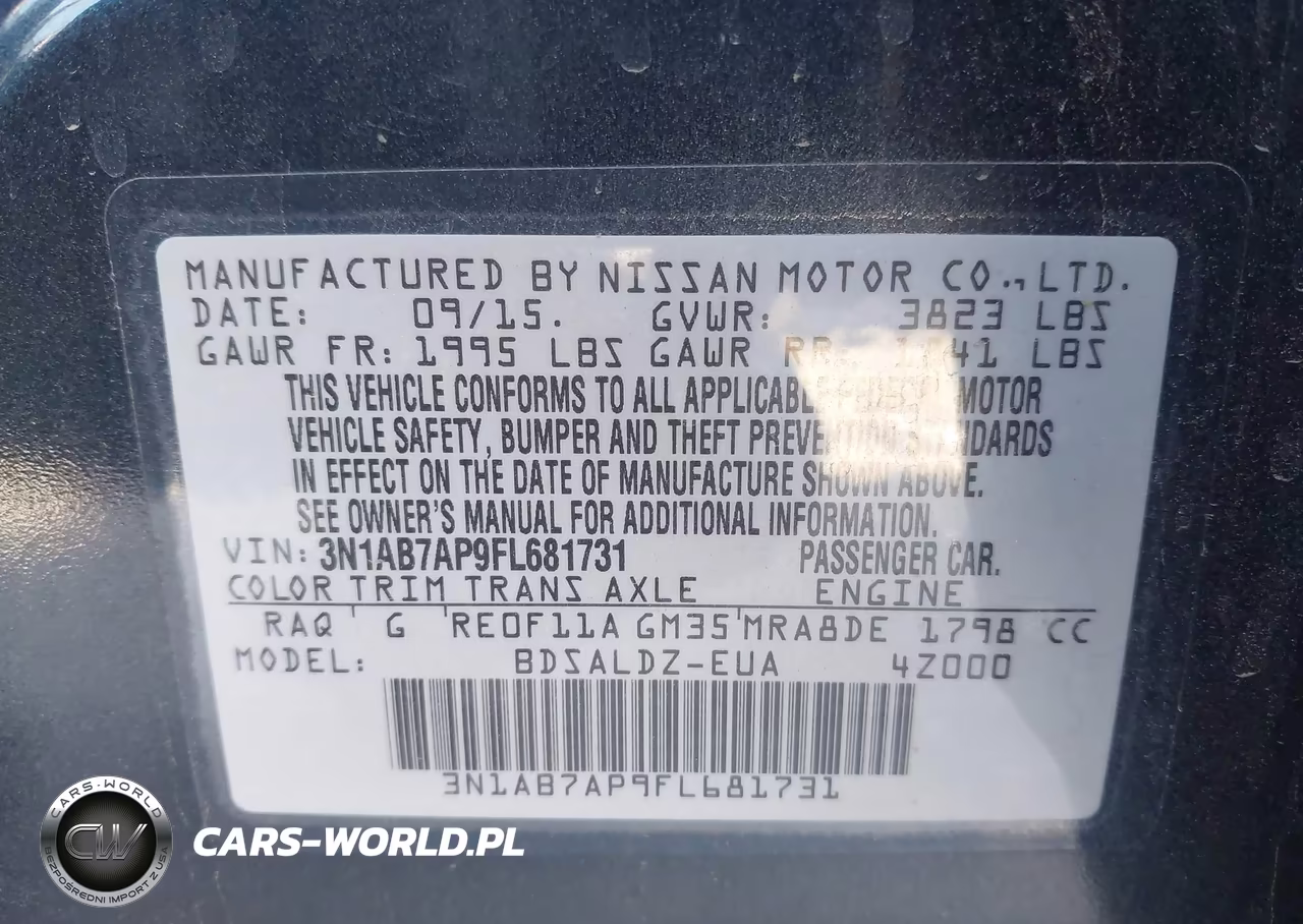 2015 Nissan Sentra S-Sv-Sr-Sl VIN:3N1AB7AP9FL681731 - 9