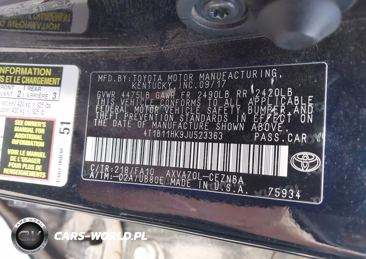 2018 Toyota Camry Le VIN:4T1B11HK9JU523363 - 9