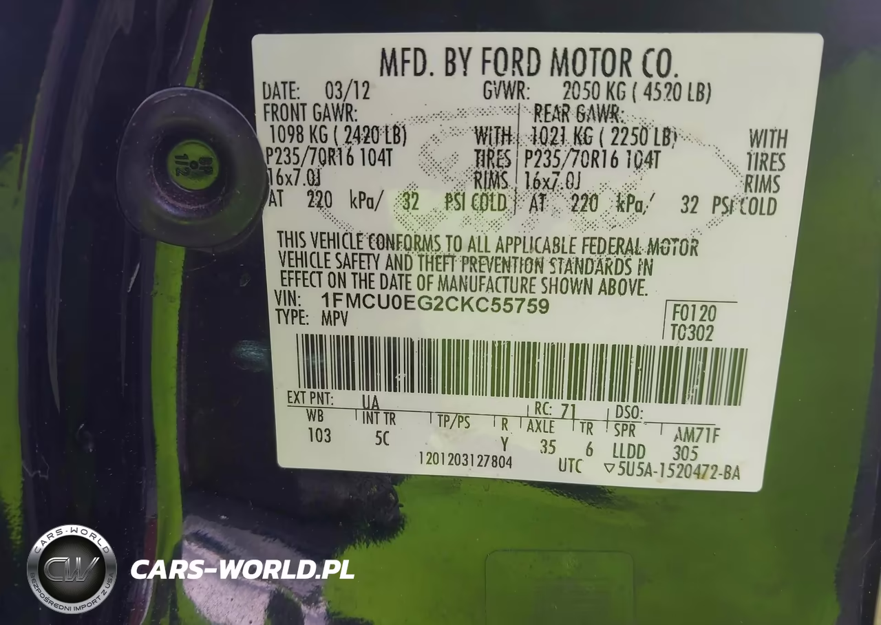 2012 Ford Escape Limited VIN:1FMCU0EG2CKC55759 - 9