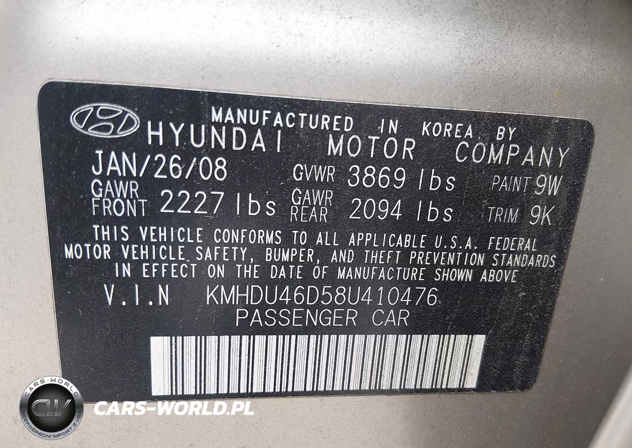 2008 Hyundai Elantra Gls-Se VIN:KMHDU46D58U410476 - 7