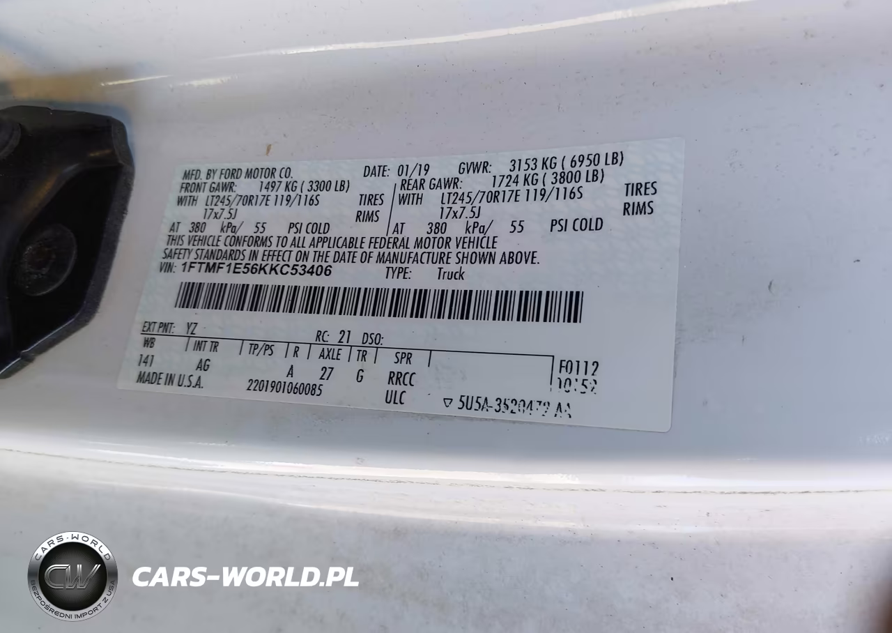 2019 Ford F-150 Xl VIN:1FTMF1E56KKC53406 - 9