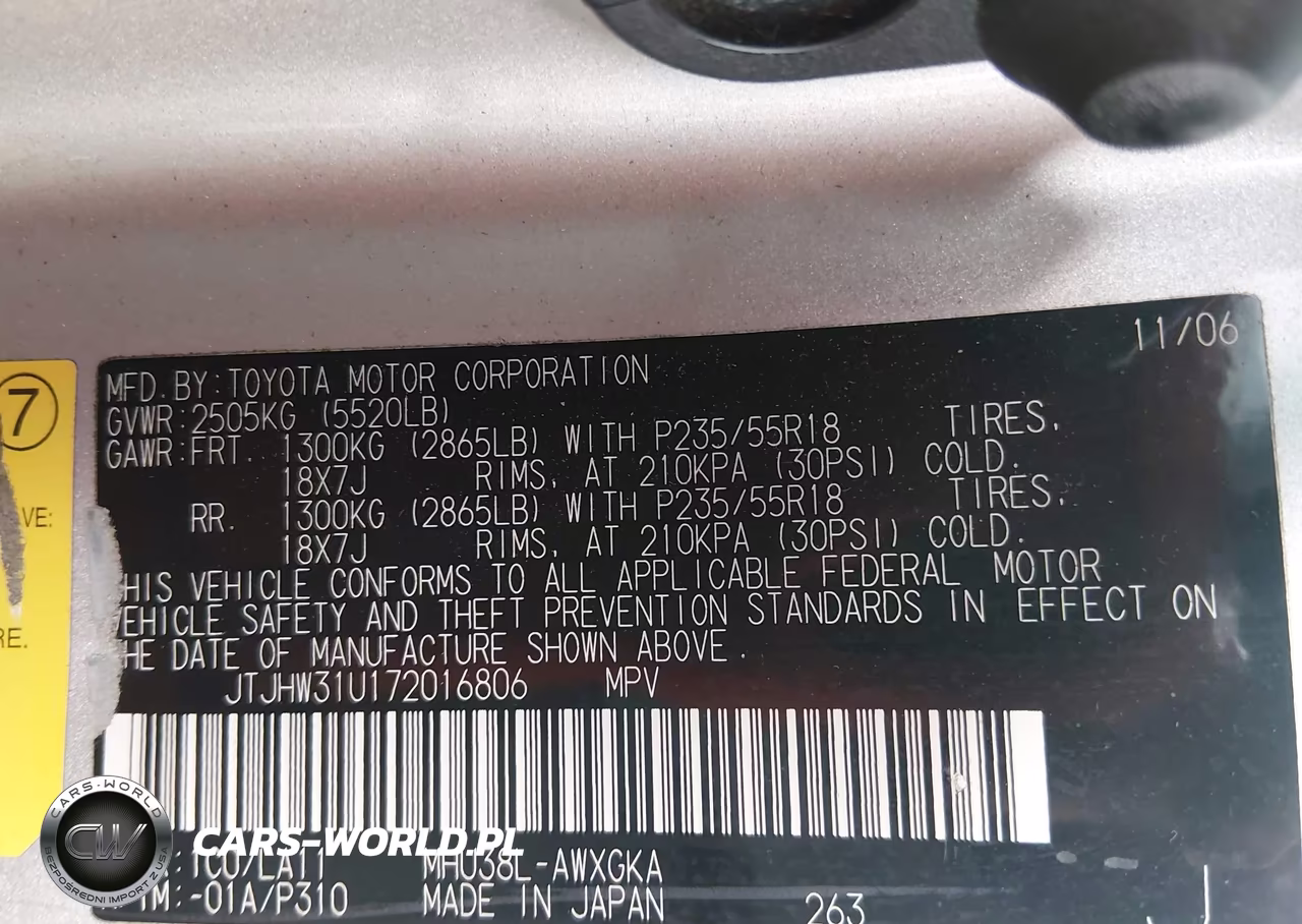 2007 Lexus Rx 400H VIN:JTJHW31U172016806 - 9