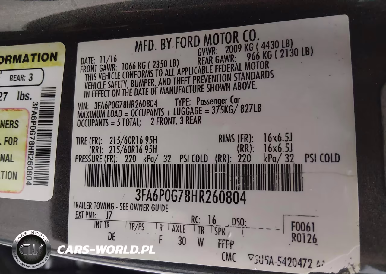 2017 Ford Fusion S VIN:3FA6P0G78HR260804 - 9