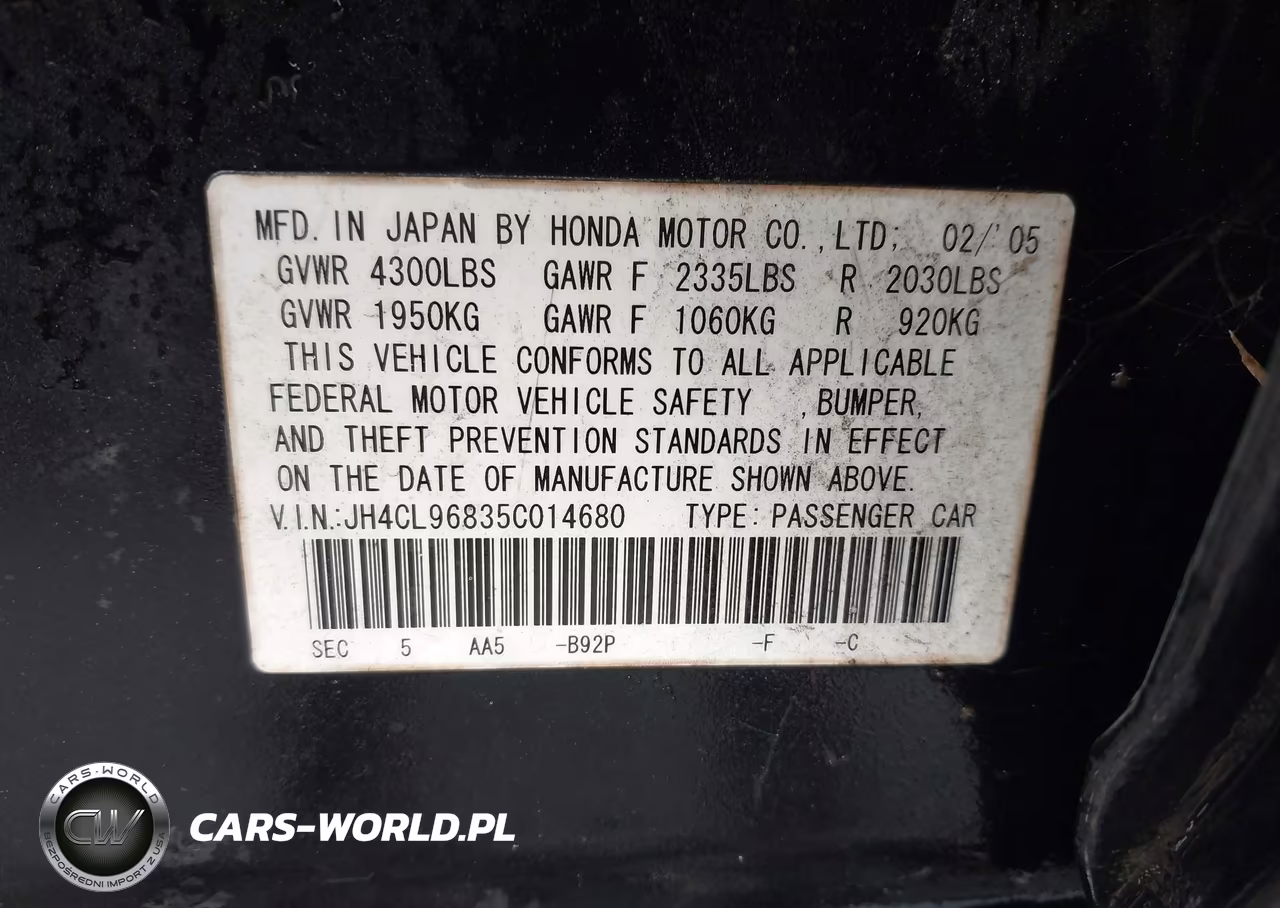 2005 Acura Tsx VIN:JH4CL96835C014680 - 9