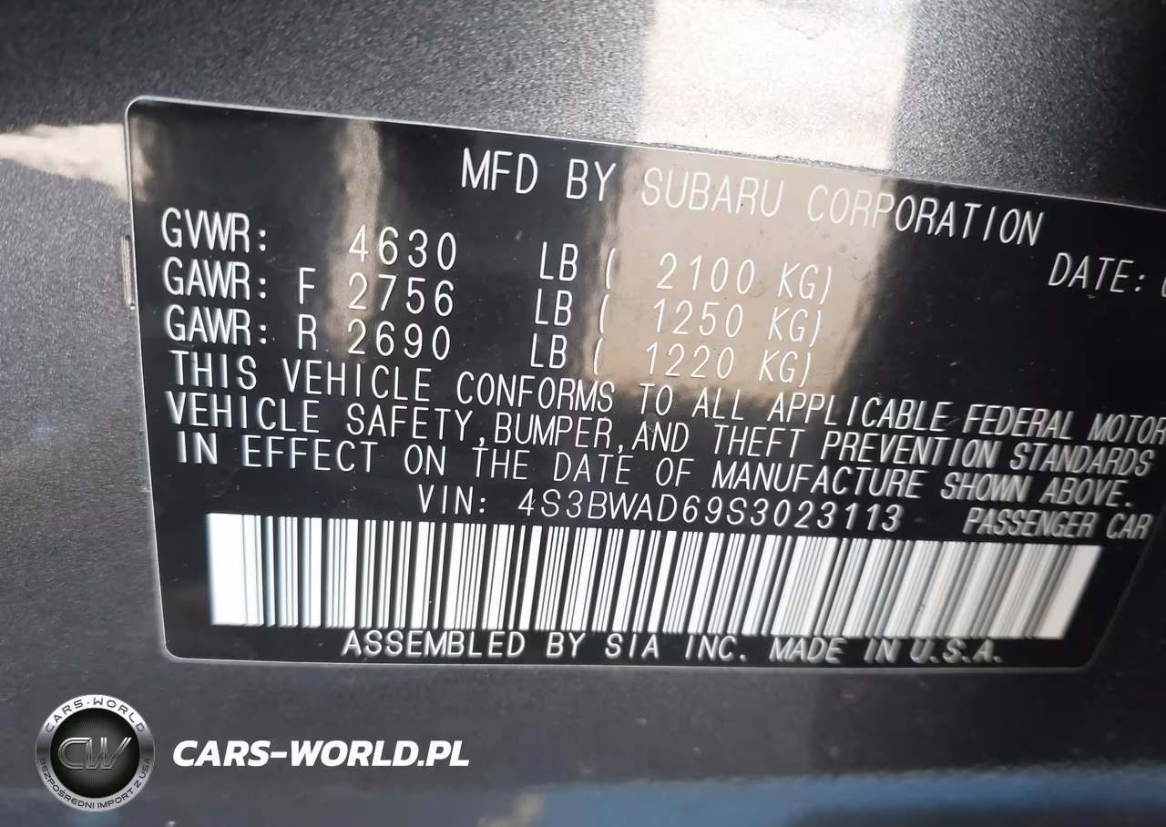 2025 Subaru Legacy Premium VIN:4S3BWAD69S3023113 - 9