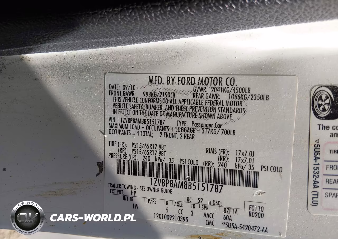 2011 Ford Mustang V6 VIN:1ZVBP8AM8B5151787 - 9