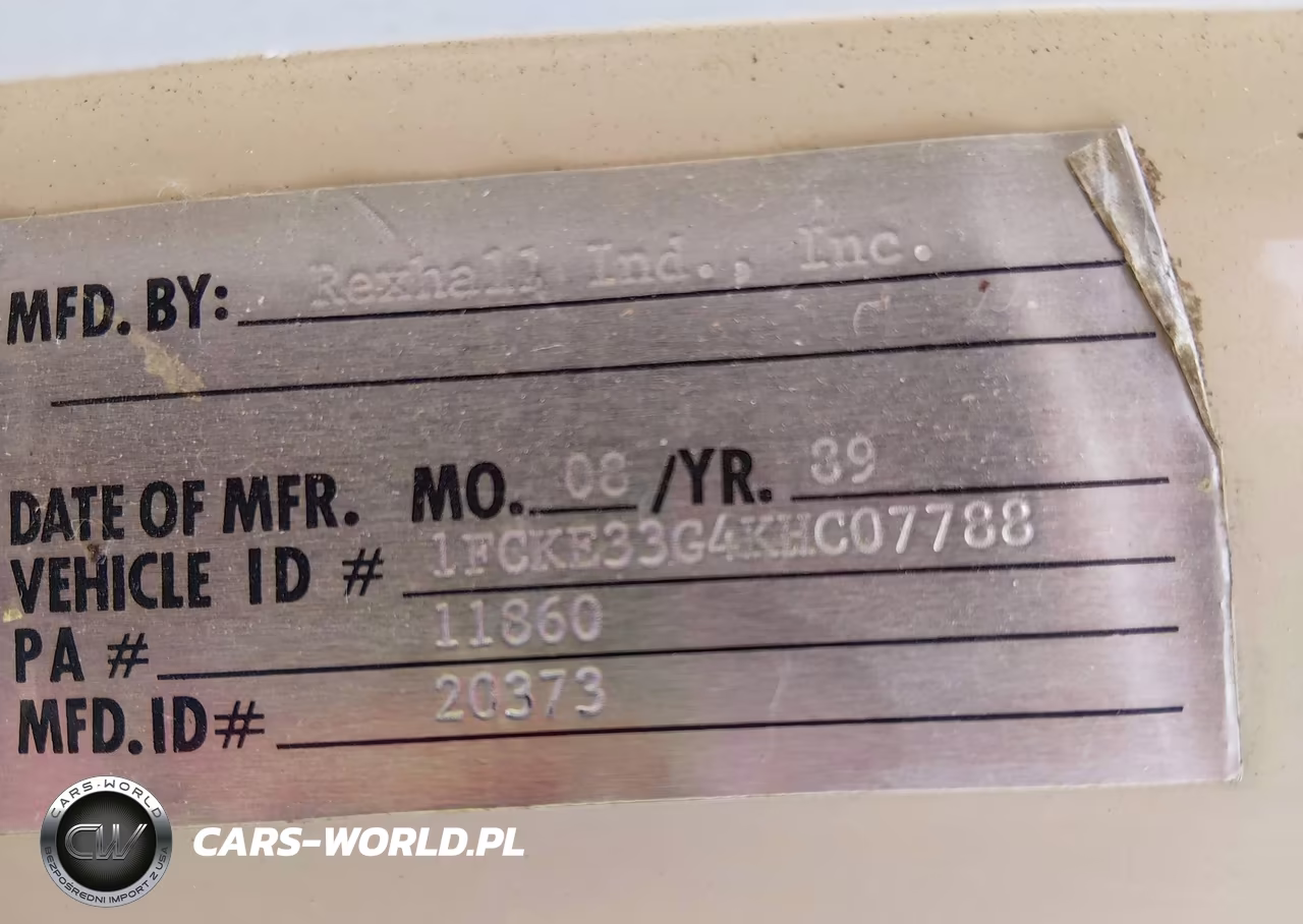 1989 Ford Econoline E350 Motor Home Chassis VIN:1FCKE33G4KHC07788 - 9