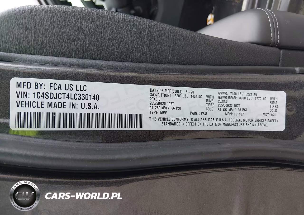 2020 Dodge Durango R-T Awd VIN:1C4SDJCT4LC330140 - 9