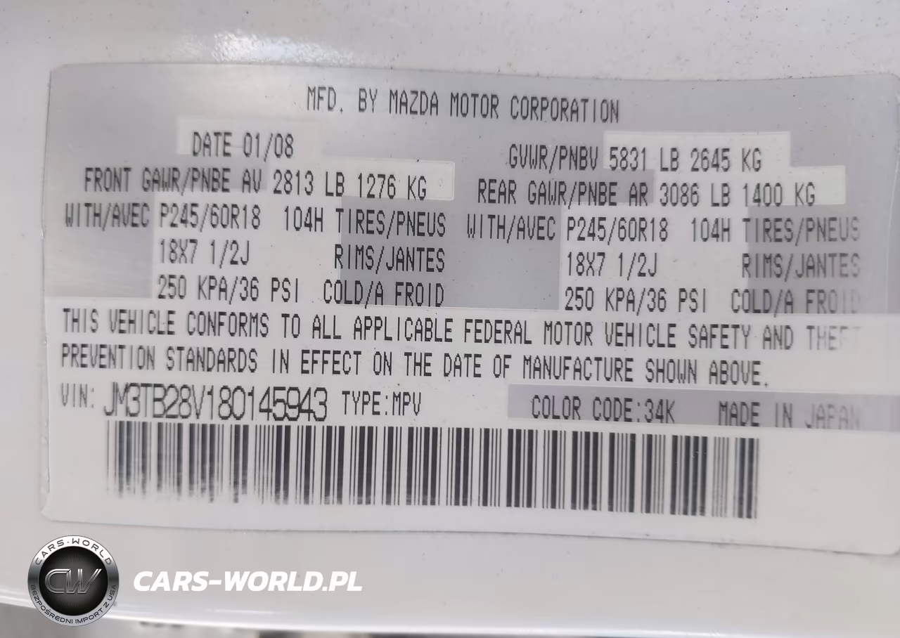 2008 Mazda Cx-9 Sport VIN:JM3TB28V180145943 - 9