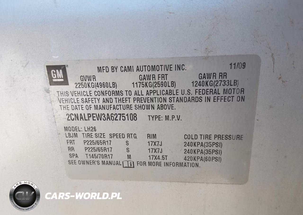 2010 Chevrolet Equinox Lt VIN:2CNALPEW3A6275108 - 9